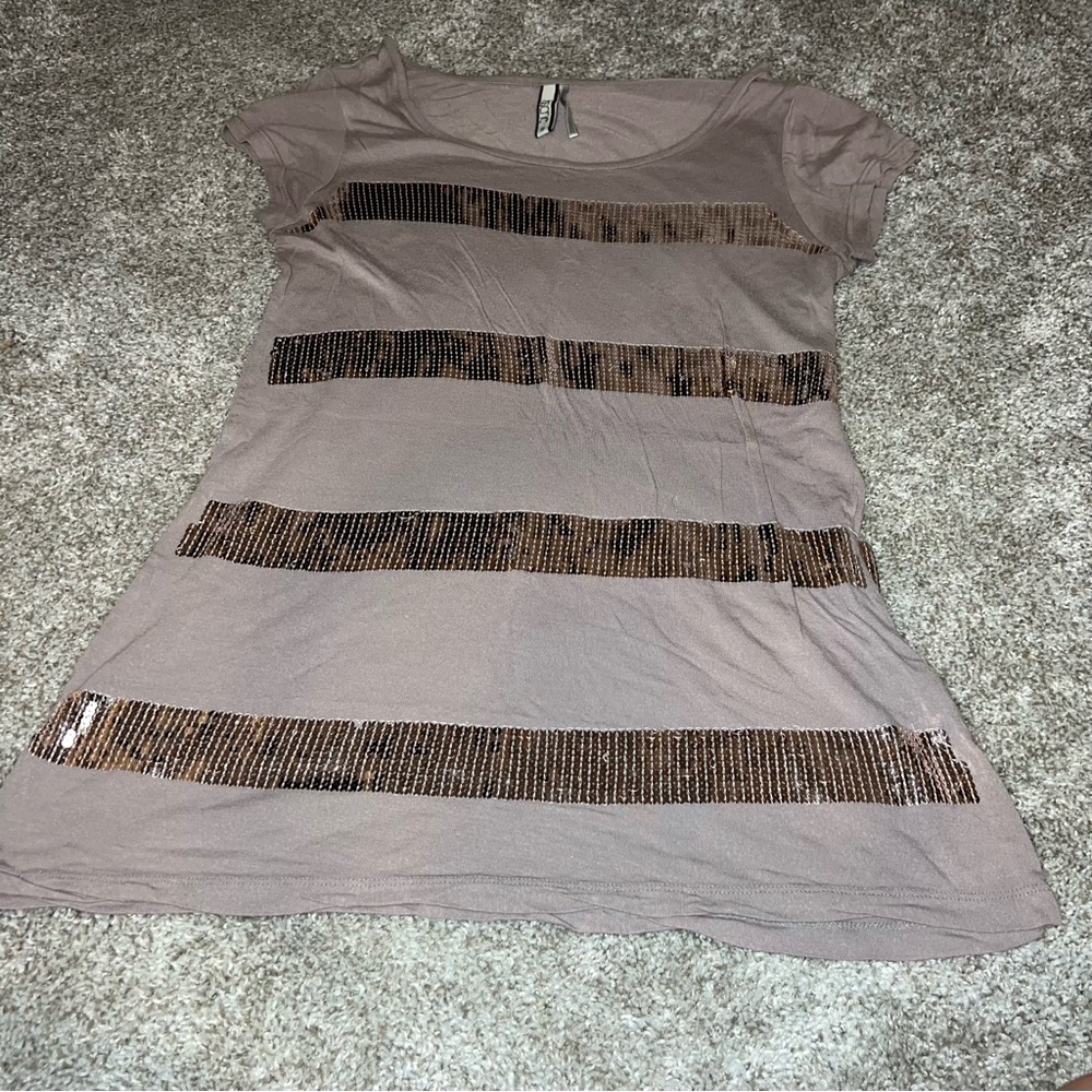 Kische Brown Sequin Top